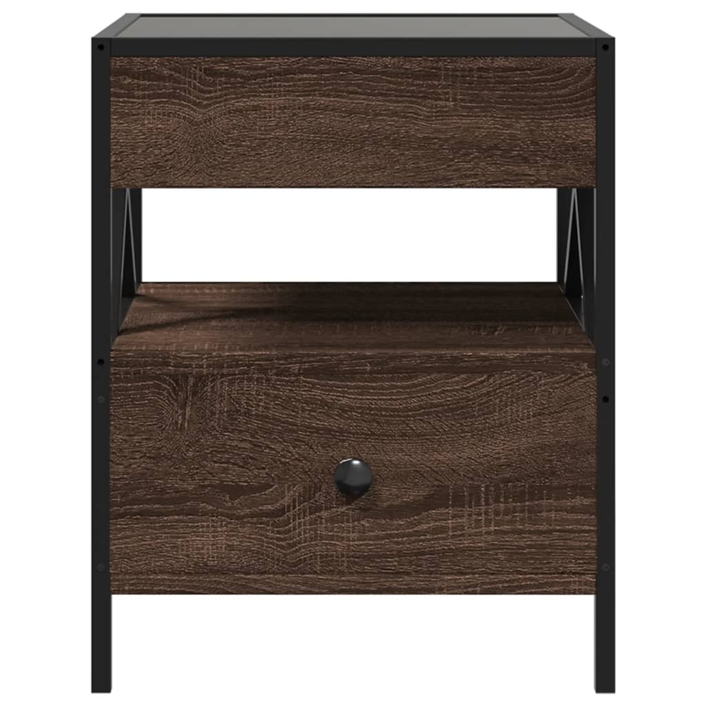 vidaXL Couchtisch mit Infinity-LED Braun Eichen-Optik 40x40x51 cm