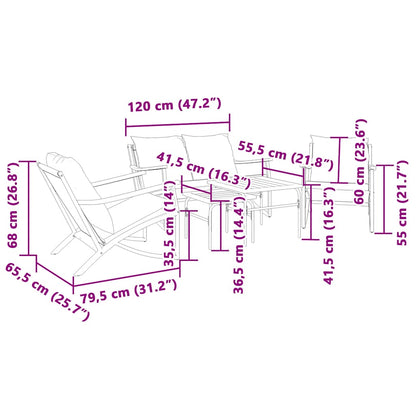 vidaXL 5-tlg. Balkonmöbel-Set mit Kissen Schwarz Stahl