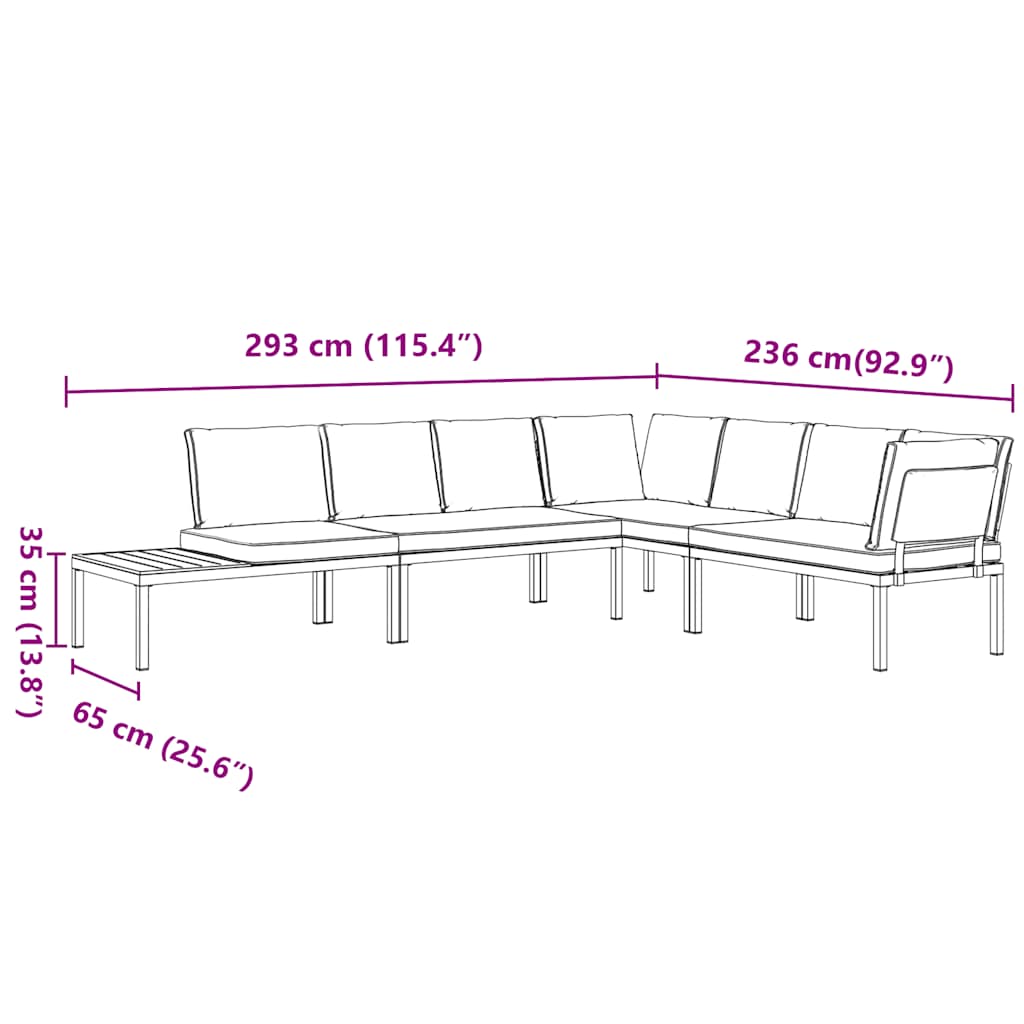vidaXL 4-tlg. Garten-Sofagarnitur mit Kissen Schwarz Aluminium