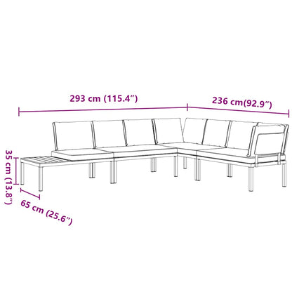vidaXL 4-tlg. Garten-Sofagarnitur mit Kissen Schwarz Aluminium