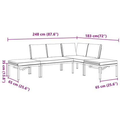 vidaXL 4-tlg. Garten-Sofagarnitur mit Kissen Schwarz Aluminium