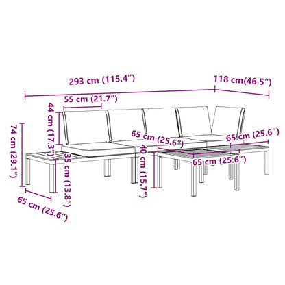 vidaXL 4-tlg. Garten-Sofagarnitur mit Kissen Schwarz Aluminium