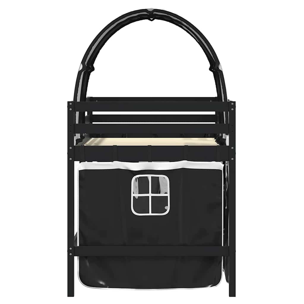 vidaXL Kinderhochbett mit Tunnel Weiß & Schwarz 80x200 cm Kiefernholz