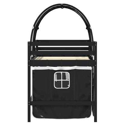 vidaXL Kinderhochbett mit Tunnel Weiß & Schwarz 80x200 cm Kiefernholz