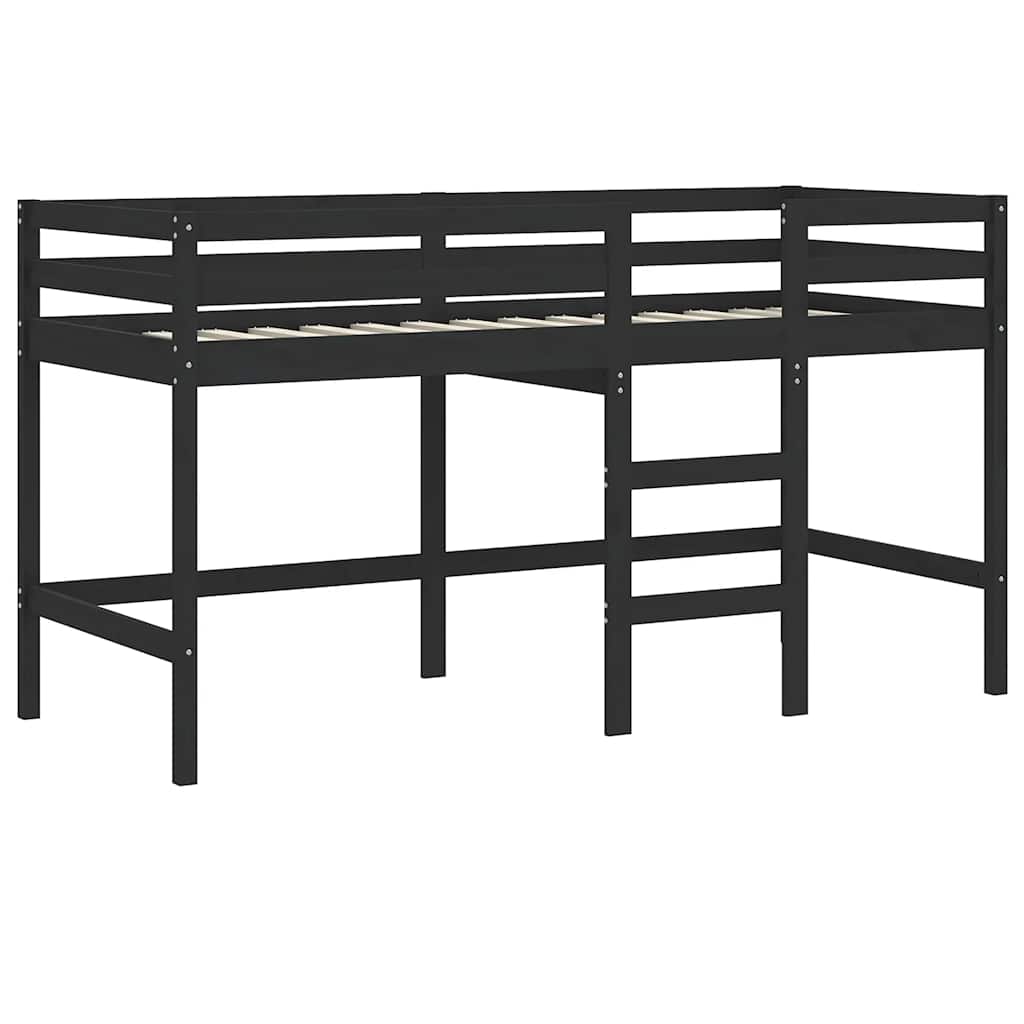 vidaXL Kinderhochbett mit Tunnel Weiß & Schwarz 80x200 cm Kiefernholz