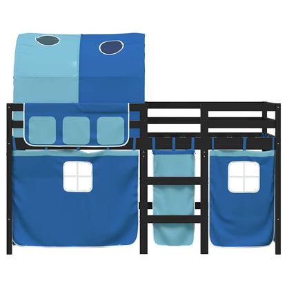 vidaXL Kinderhochbett mit Tunnel Blau 80x200 cm Massivholz Kiefer
