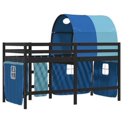 vidaXL Kinderhochbett mit Tunnel Blau 80x200 cm Massivholz Kiefer