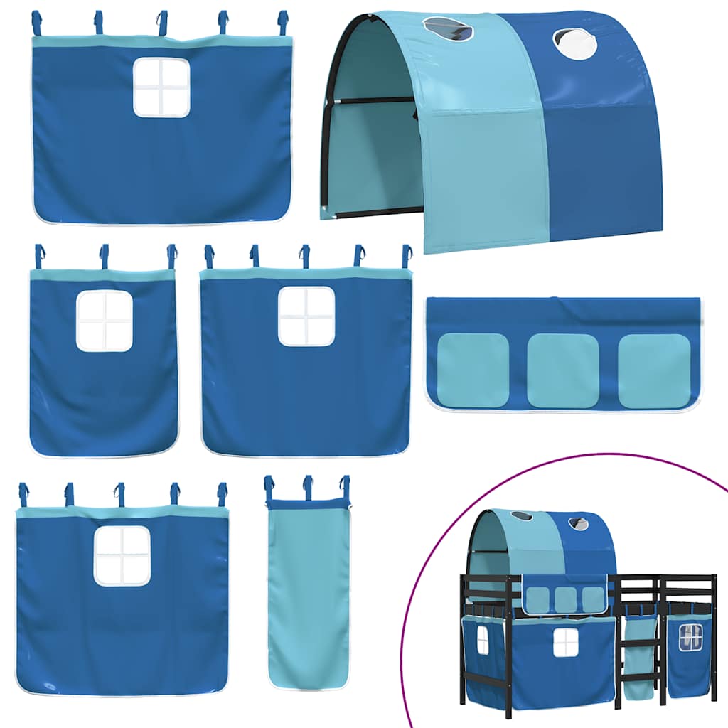 vidaXL Kinderhochbett mit Tunnel Blau 80x200 cm Massivholz Kiefer