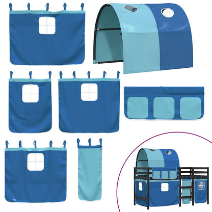 vidaXL Kinderhochbett mit Tunnel Blau 80x200 cm Massivholz Kiefer