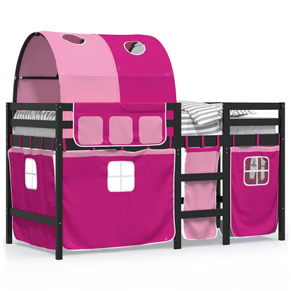 vidaXL Kinderhochbett mit Tunnel Rosa 80x200 cm Massivholz Kiefer