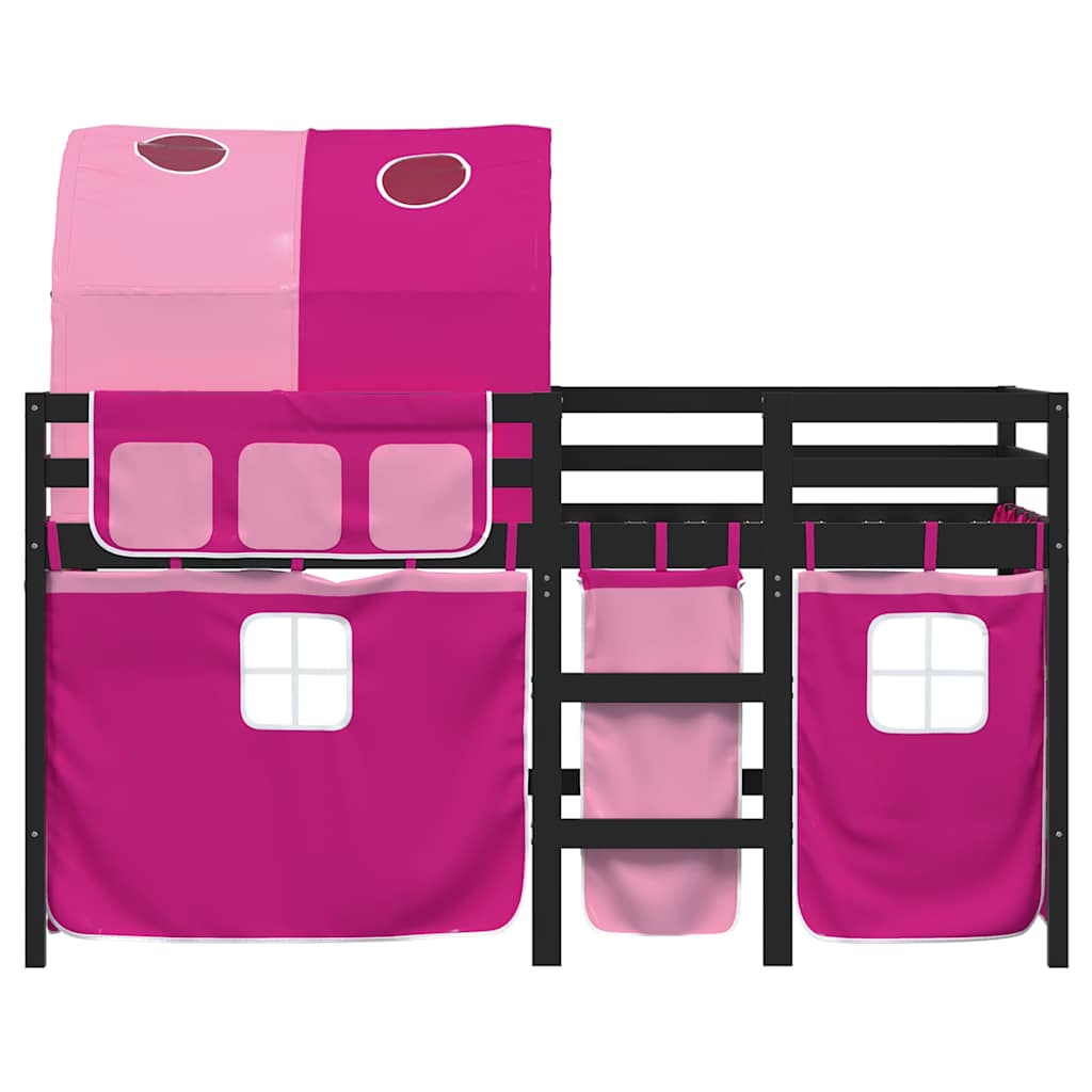 vidaXL Kinderhochbett mit Tunnel Rosa 80x200 cm Massivholz Kiefer