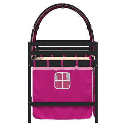 vidaXL Kinderhochbett mit Tunnel Rosa 80x200 cm Massivholz Kiefer