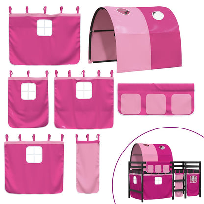 vidaXL Kinderhochbett mit Tunnel Rosa 80x200 cm Massivholz Kiefer