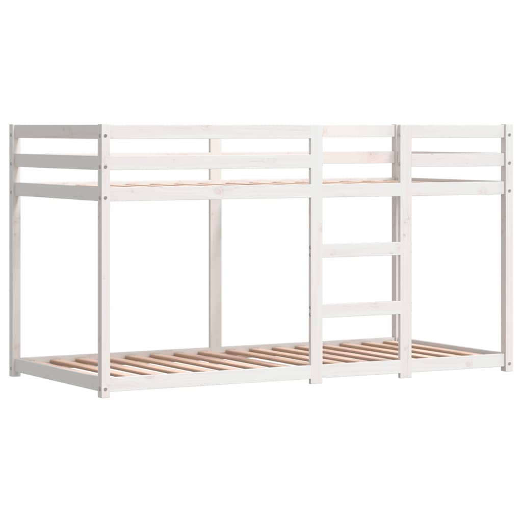 vidaXL Etagenbett mit Vorhängen Weiß & Schwarz 90x190 cm Kiefernholz