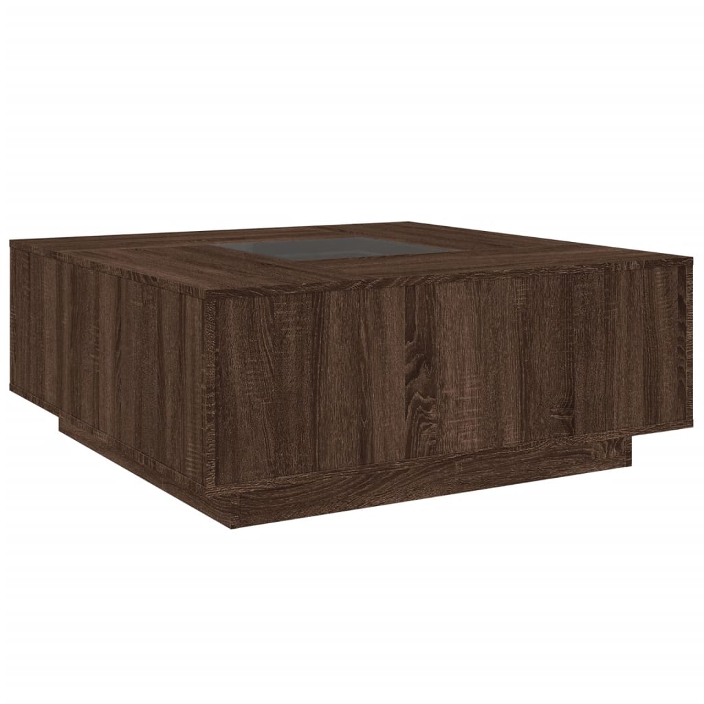 vidaXL Table basse avec LED Infinity aspect chêne marron 100x100x40 cm
