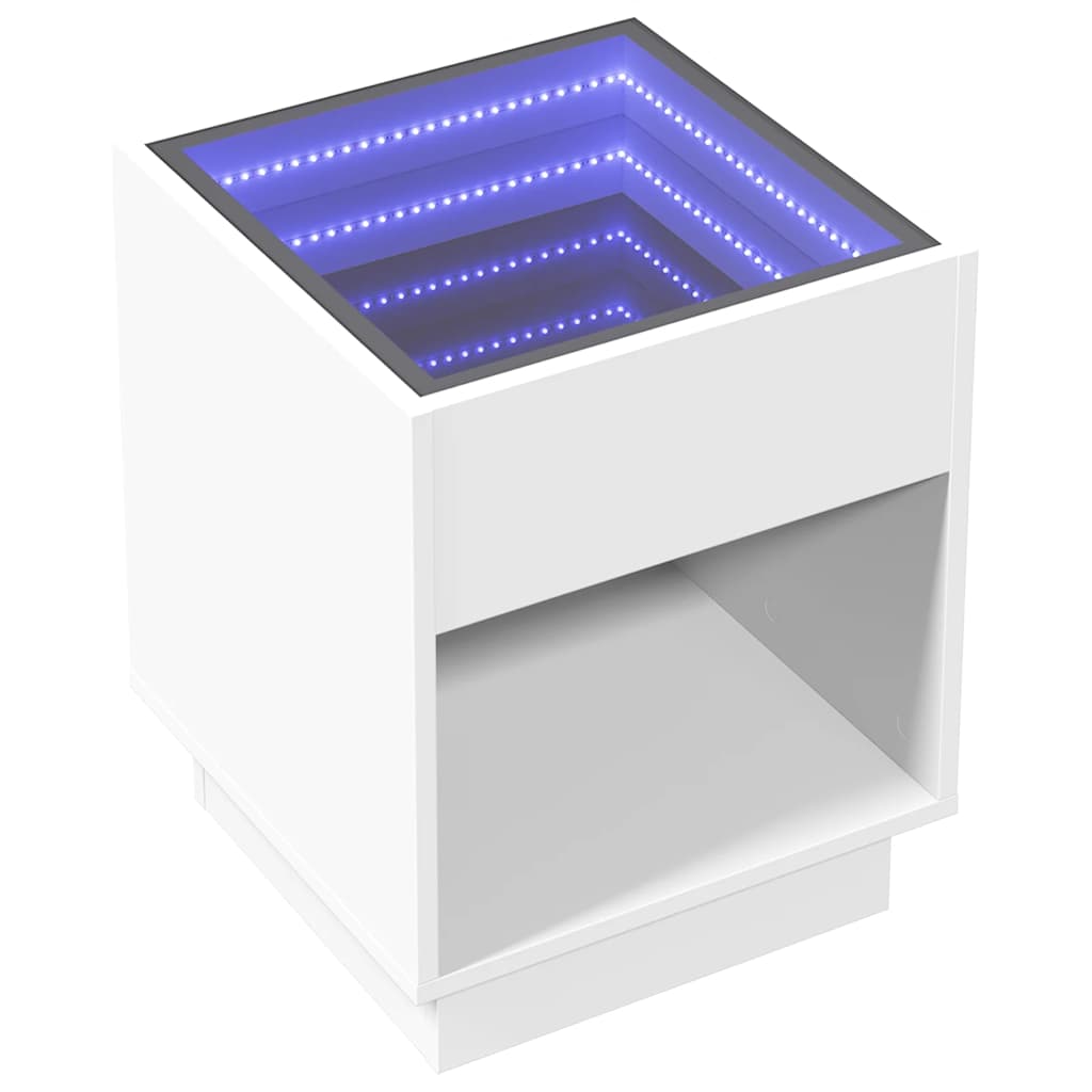 vidaXL Nachttisch mit Infinity-LED Weiß 40x40x50 cm
