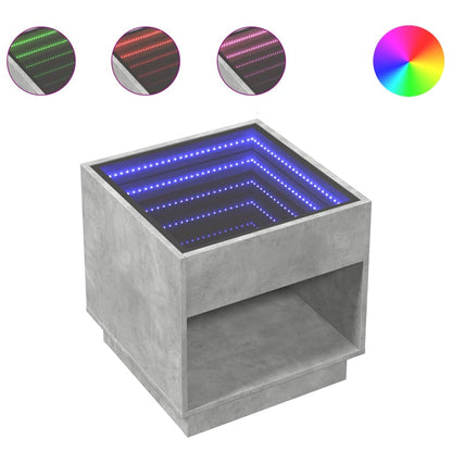vidaXL Nachttisch mit Infinity-LED Betongrau 50x50x50 cm