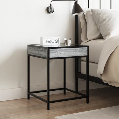 vidaXL Table de chevet LED Infinity gris Sonoma 40x40x51 cm