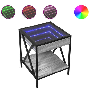 vidaXL Nachttisch mit Infinity-LED Grau Sonoma 40x40x49 cm