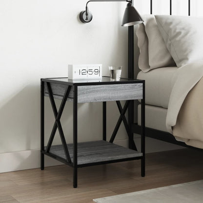 vidaXL Nachttisch mit Infinity-LED Grau Sonoma 40x40x49 cm