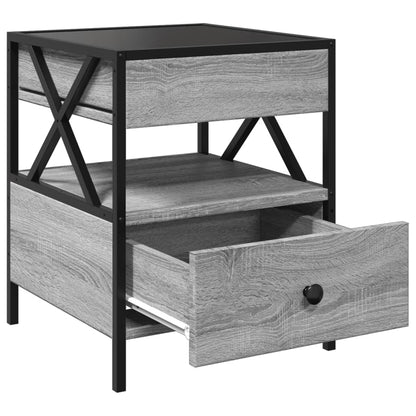 vidaXL Nachttisch mit Infinity-LED Grau Sonoma 40x40x51 cm
