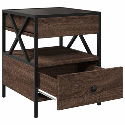 vidaXL Nachttisch mit Infinity-LED Braun Eichen-Optik 40x40x51 cm