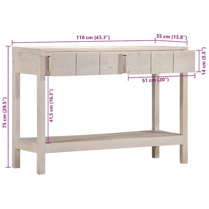 vidaXL Konsolentisch Weiß 110x35x75 cm Massivholz Mango