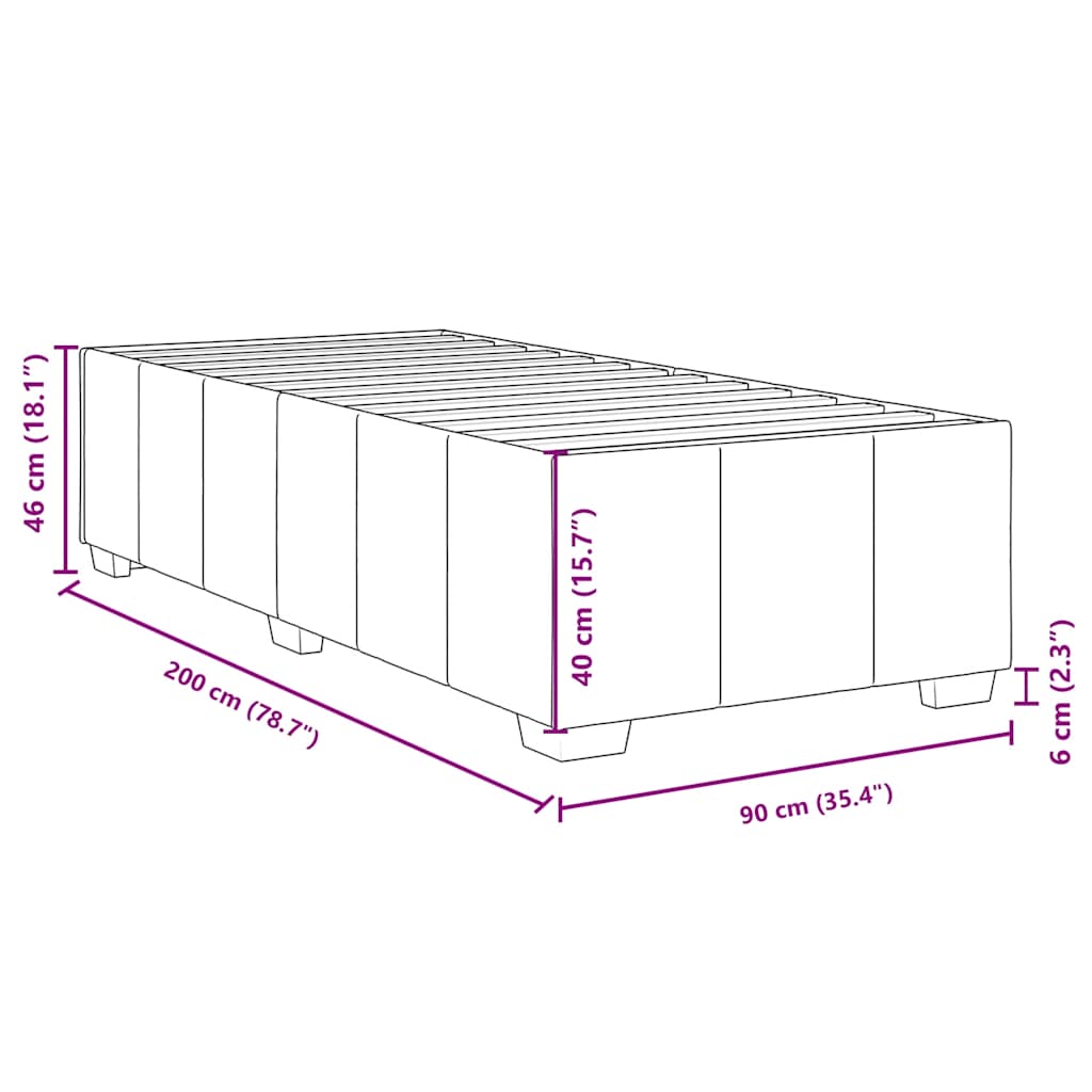 vidaXL Cadre de lit sans matelas Marron foncé 90x200 cm Tissu