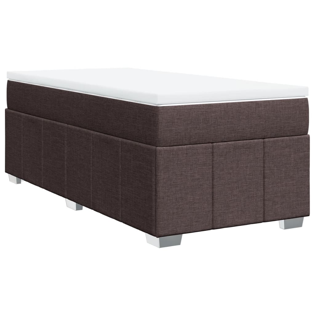 vidaXL Lit boxspring avec matelas Marron foncé 90x200 cm Tissu