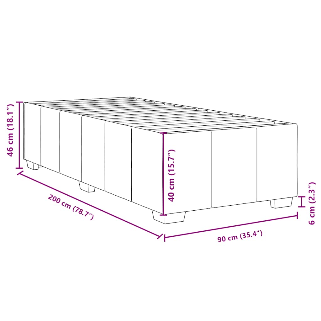 vidaXL Lit boxspring avec matelas Marron foncé 90x200 cm Tissu