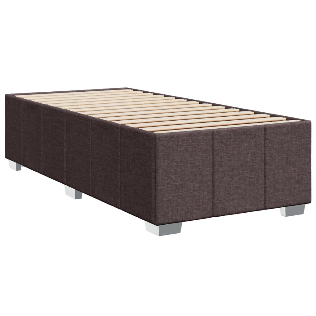 vidaXL Lit boxspring avec matelas Marron foncé 90x200 cm Tissu