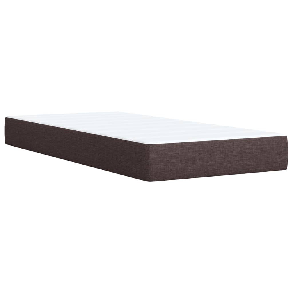 vidaXL Lit boxspring avec matelas Marron foncé 90x200 cm Tissu