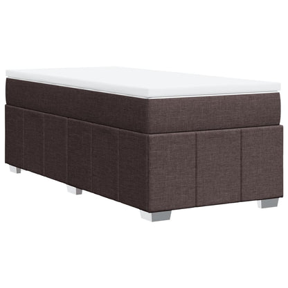 vidaXL Lit boxspring avec matelas Marron foncé 90x200 cm Tissu