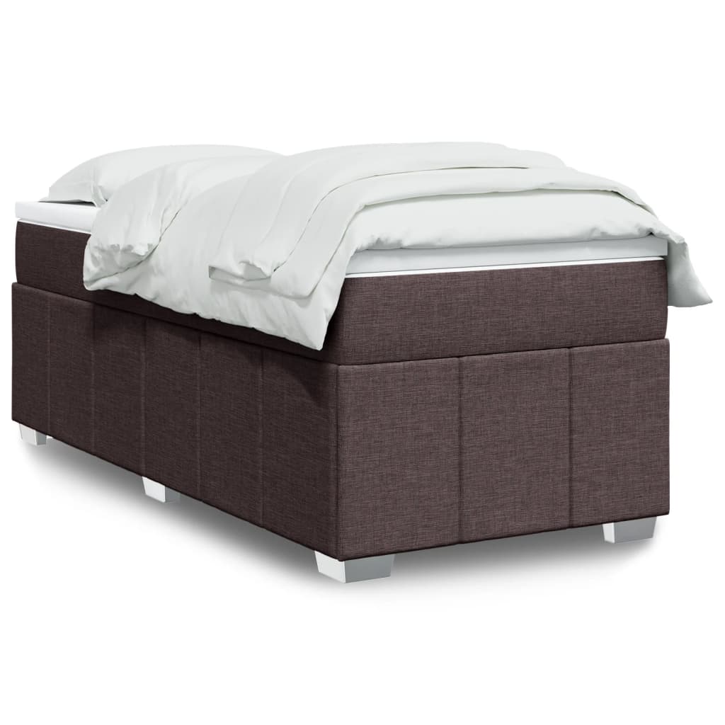 vidaXL Lit boxspring avec matelas Marron foncé 90x200 cm Tissu
