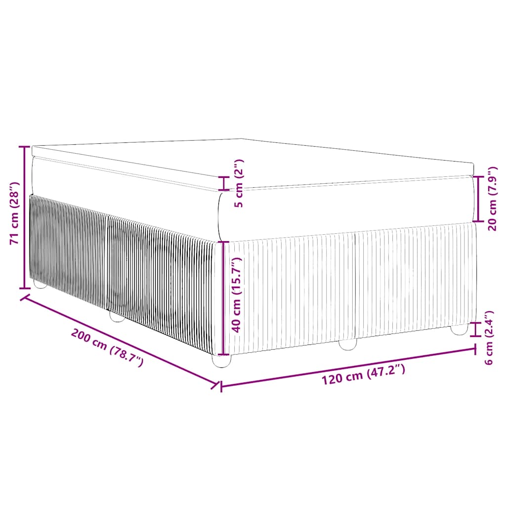 vidaXL Boxspringbett mit Matratze Dunkelbraun 120x200 cm Stoff