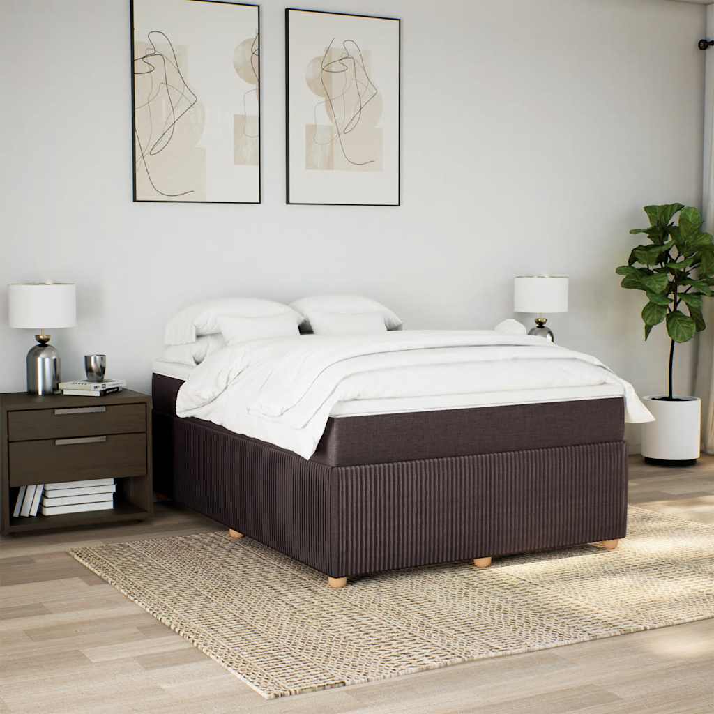 vidaXL Lit tapissier avec matelas Marron foncé 140x200 cm Tissu