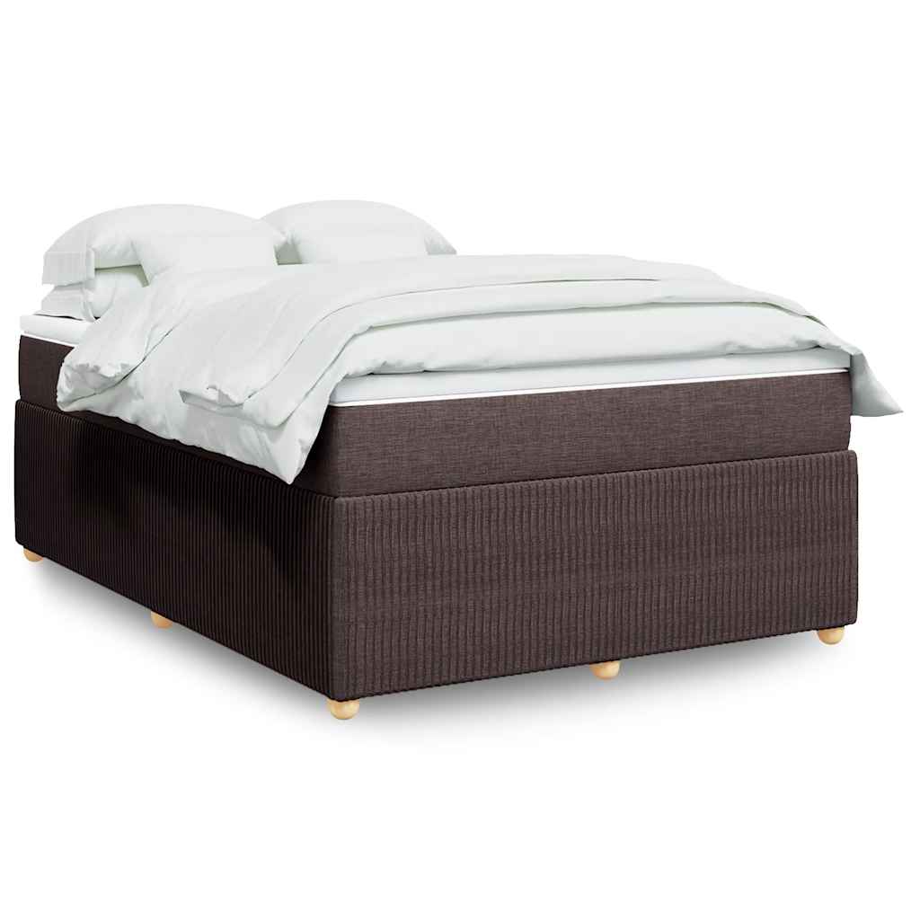 vidaXL Lit tapissier avec matelas Marron foncé 140x200 cm Tissu