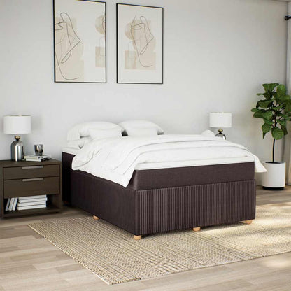 vidaXL Lit tapissier avec matelas Marron foncé 160x200 cm Tissu