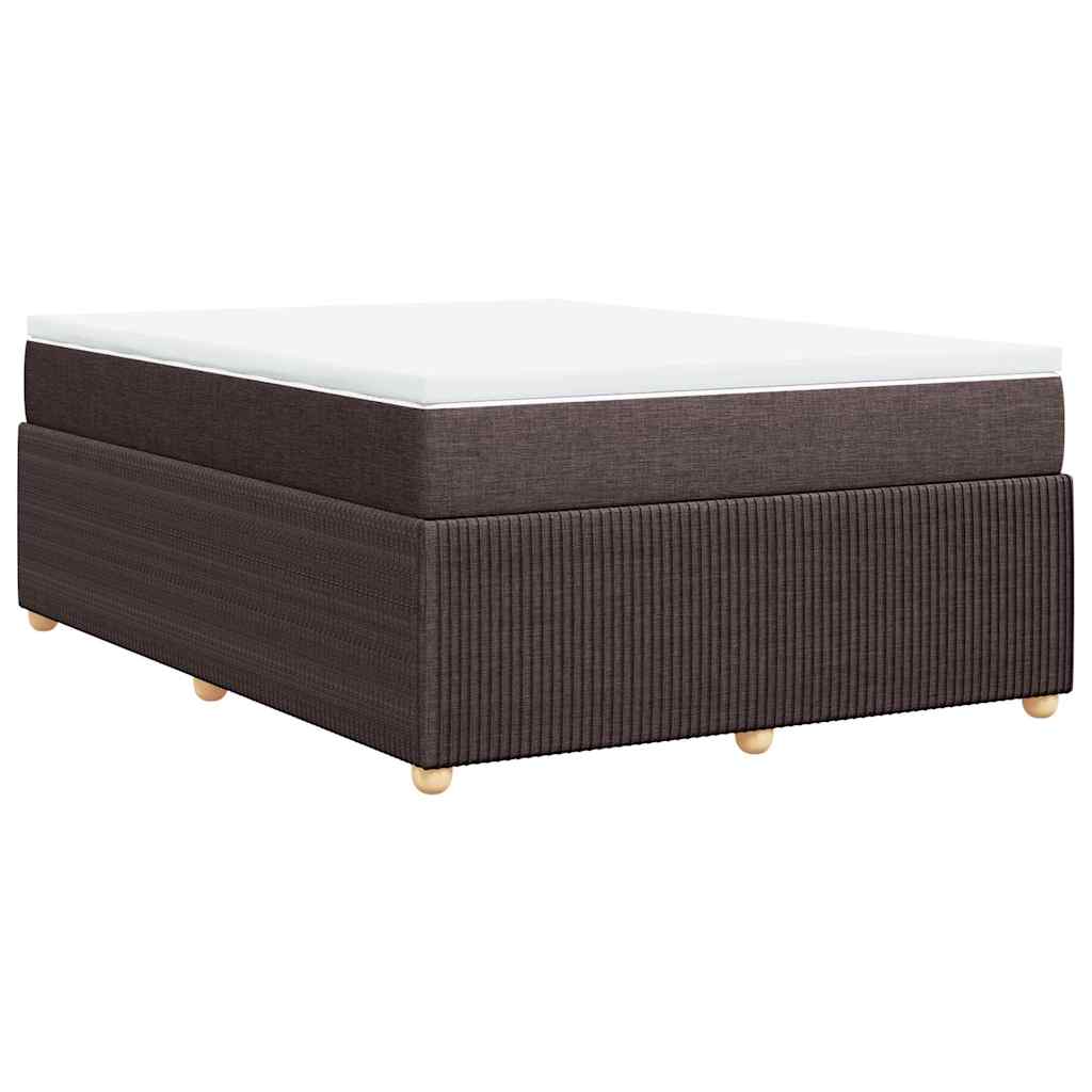 vidaXL Lit tapissier avec matelas Marron foncé 160x200 cm Tissu