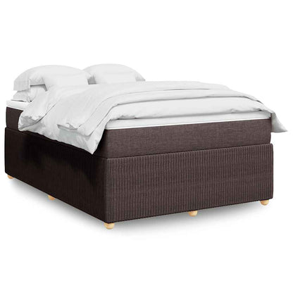 vidaXL Lit tapissier avec matelas Marron foncé 160x200 cm Tissu