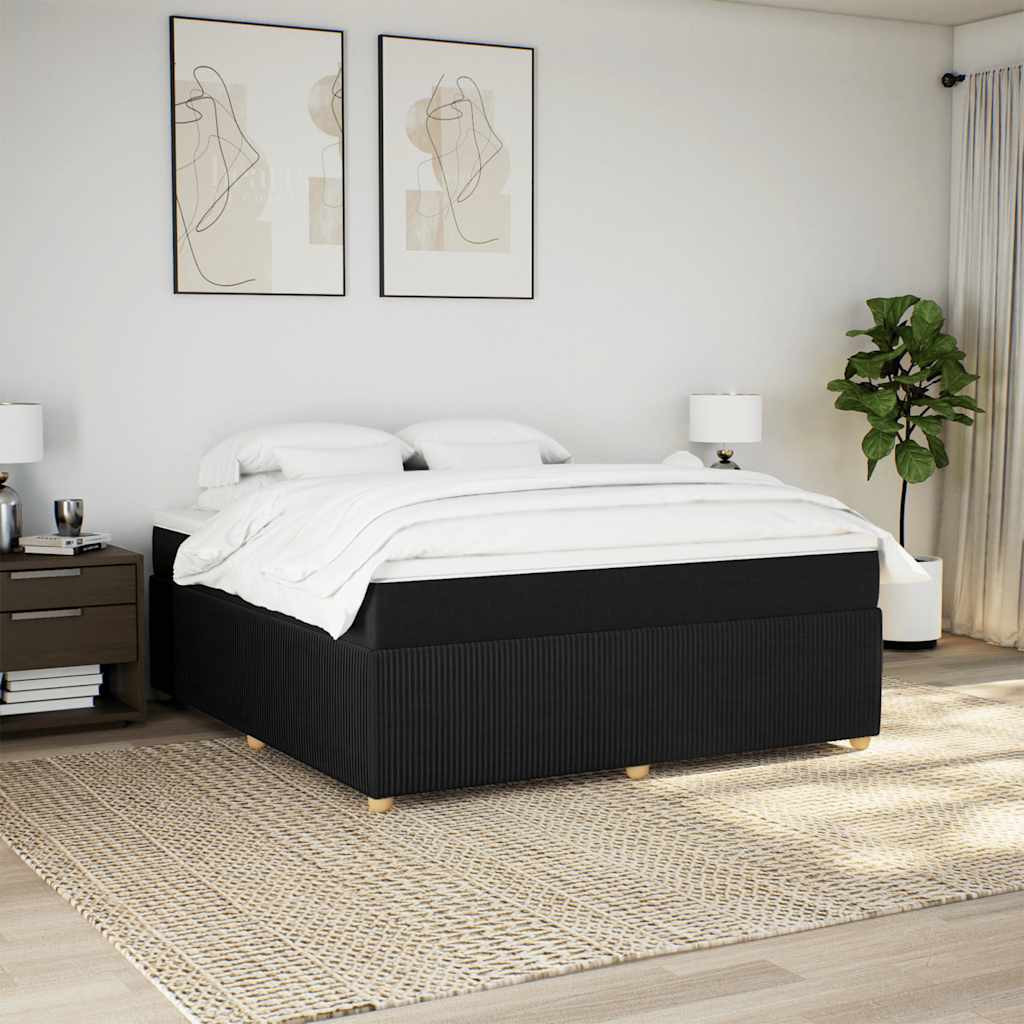 Boxspringbett mit Matratze Schwarz 180x200 cm Stoff