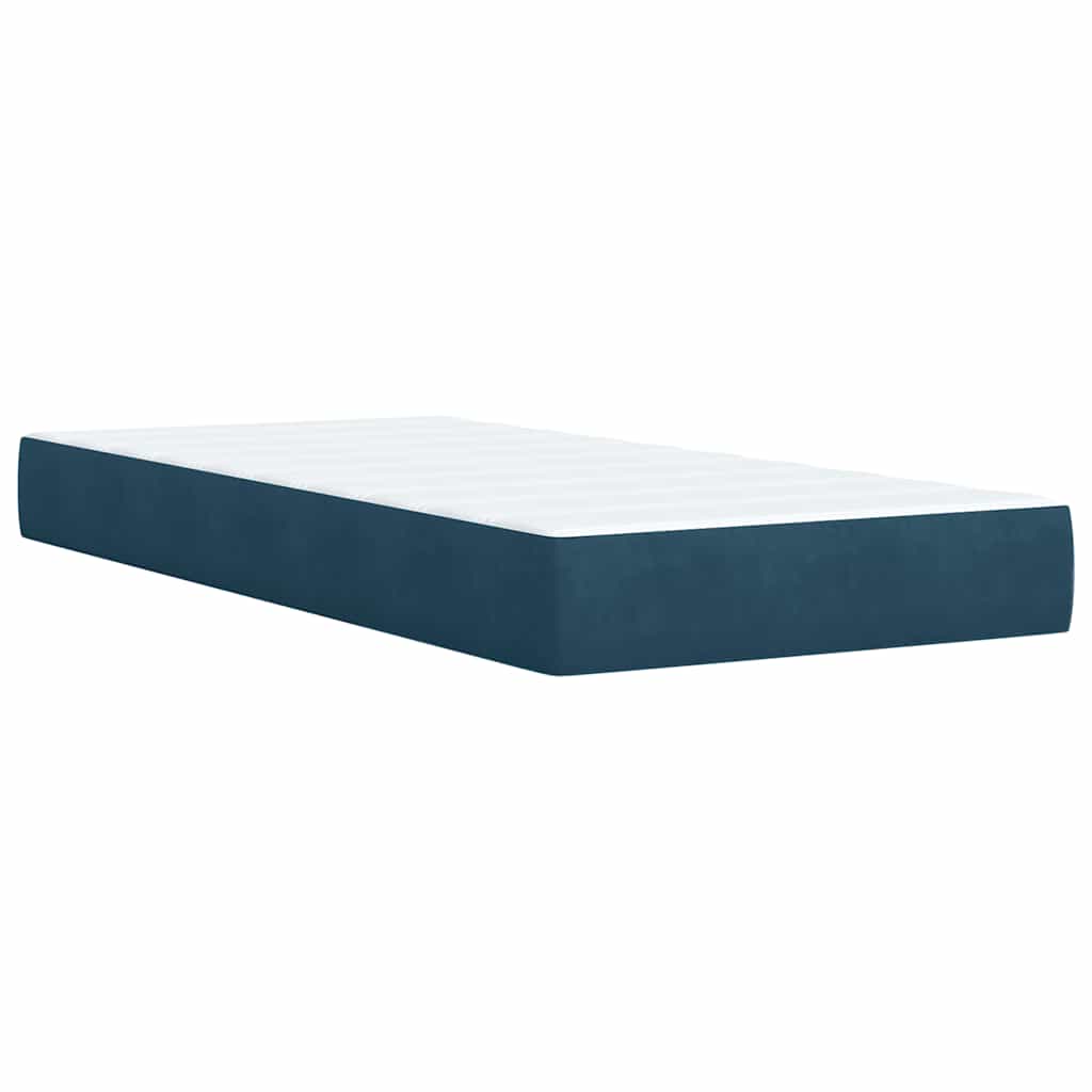 vidaXL Boxspringbett mit Matratze Dunkelblau 80x200 cm Samt