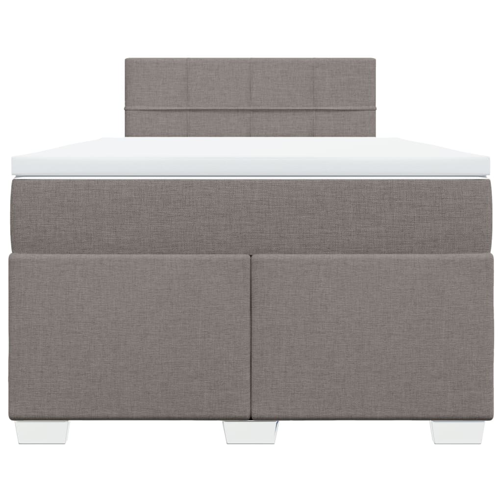 vidaXL Boxspringbett mit Matratze Taupe 120x200 cm Stoff