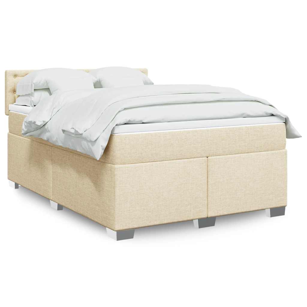 Boxspringbett mit Matratze Creme 140x190 cm Stoff