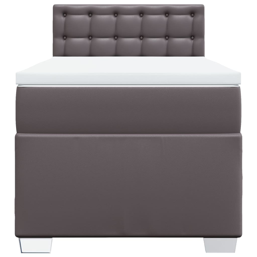 vidaXL Boxspringbett mit Matratze Grau 90x200 cm Kunstleder