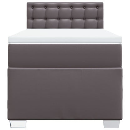 vidaXL Boxspringbett mit Matratze Grau 90x200 cm Kunstleder