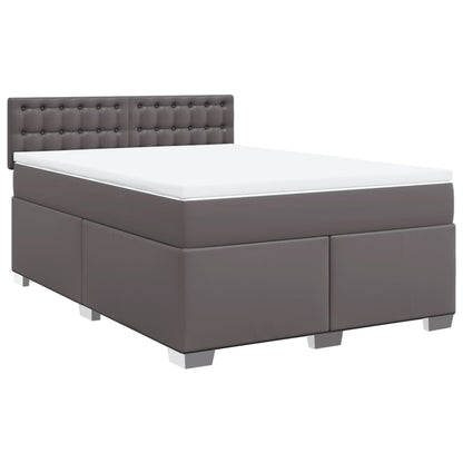 Boxspringbett mit Matratze Grau 140x190 cm Kunstleder