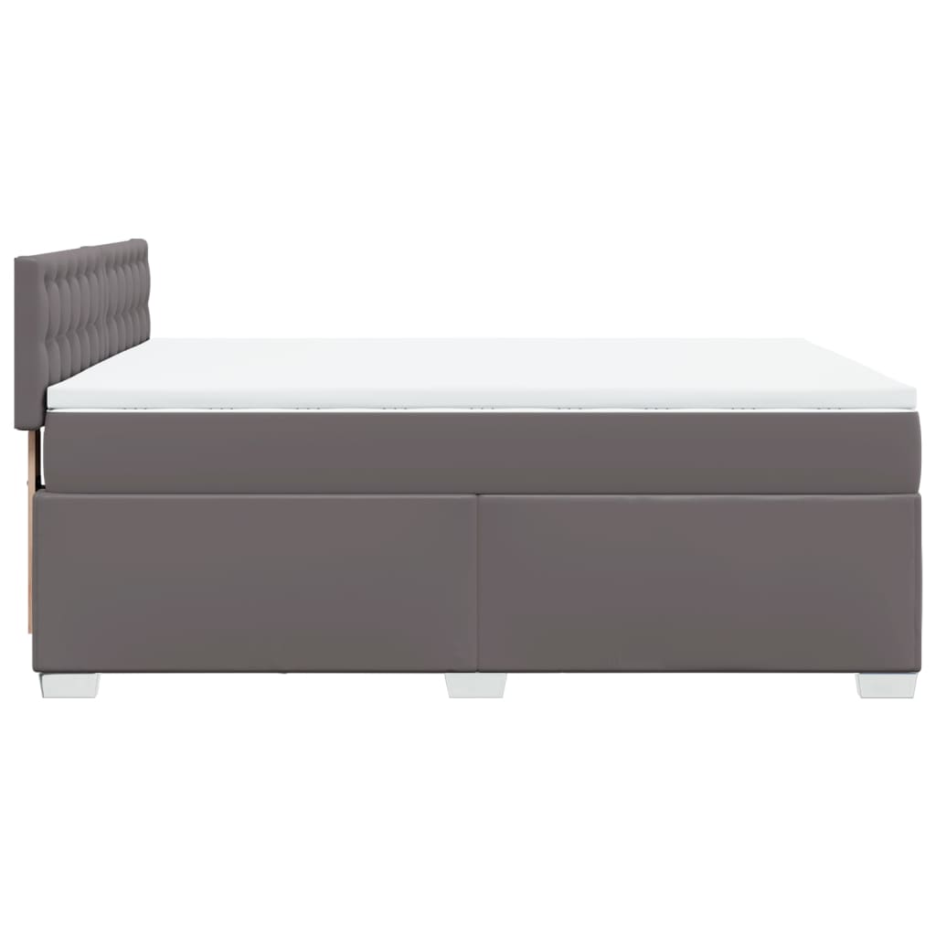 Boxspringbett mit Matratze Grau 140x190 cm Kunstleder