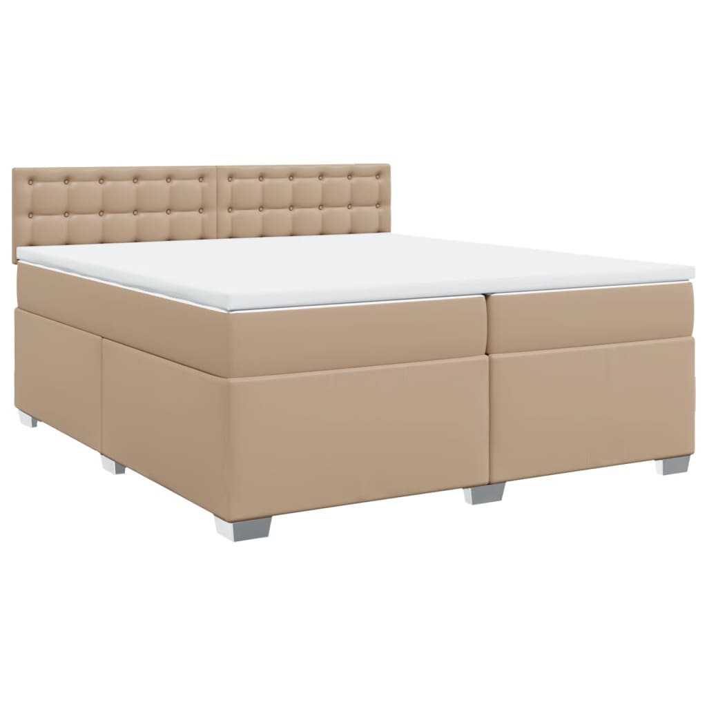 vidaXL Boxspringbett Matratze Cappuccino-Braun 200x200cm Kunstleder