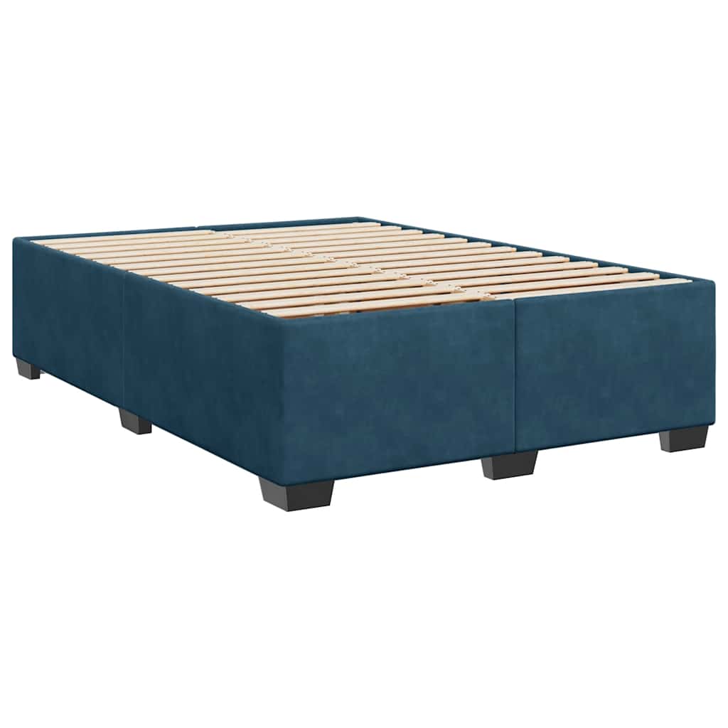 Boxspringbett mit Matratze Blau 160x200 cm Samt